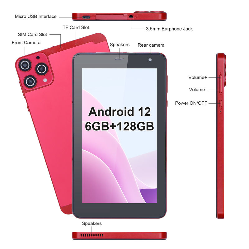 C Idea 7 Inch Small Tablets Quad Core WiFi 5G Android Tablet PC Cho Giáo dục CM515 ((Đỏ)