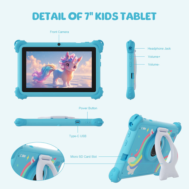 C Idea Android 12 Smart Kidspad 7 Inch Kids Tablet Tuổi 3-7 Với Máy ảnh kép CM88