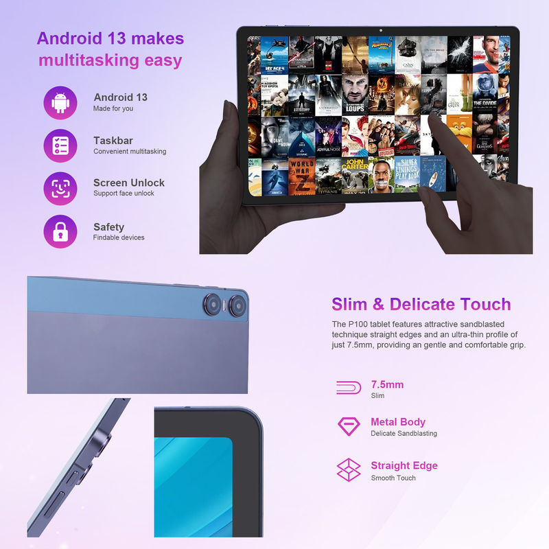 C ý tưởng Android 13 Camera kép 5MP + 13MP Với màn hình 1200 * 2000 2K 11 Inch Tablet PC P100