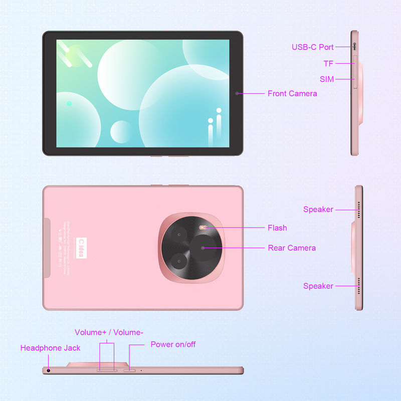 C ý tưởng Android Tablet 800x1280 IPS Màn hình SIM Hỗ trợ 9 Inch Tablet PC With Case CM935 màu hồng