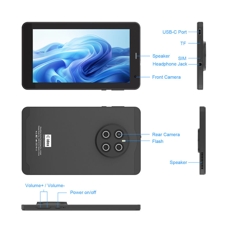 C Idea Android 13 Tablet 512GB Với SIM 7 Inch Tablet PC Cho Sinh viên CM518 Pro Đen