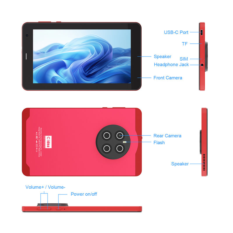 C Idea Android 13 Tablet Với SIM Wifi 7 Inch Touch Screen Tablet Cho Học sinh CM518 Pro Đỏ
