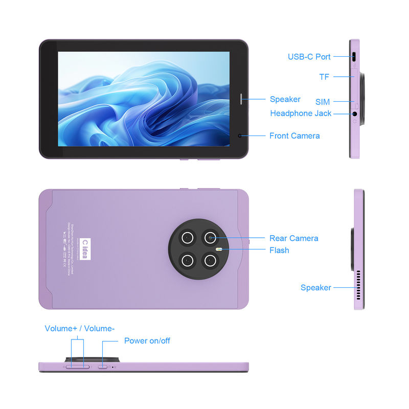 C Idea Android 13 Với 6000mAh 7 Inch Tablet Tablet PC giáo dục với bút CM518 Pro Purple