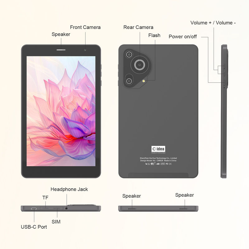 C Idea Quad Core Android Tablet Đồ cầm tay 8 Inch Tablet Cho Học sinh Với SIM CM828 Đen