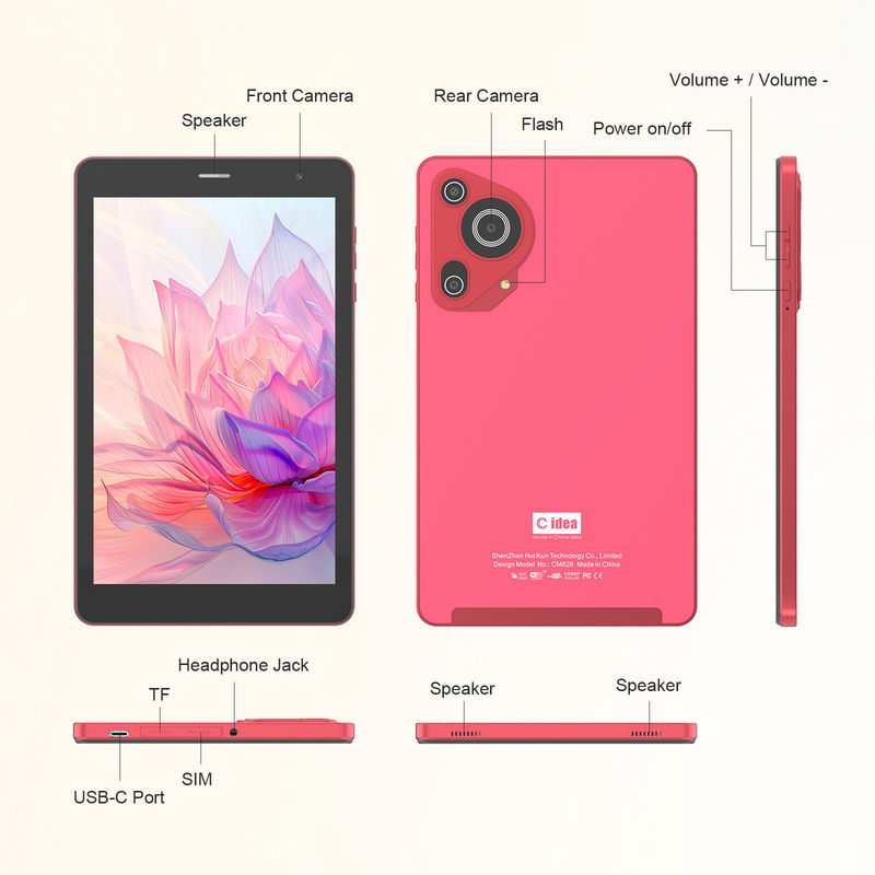 C Idea 5g Android Tablet 8+512gb 8 Inch Tablet Cho Học sinh Với Sim Và Wifi Cm828 Đỏ