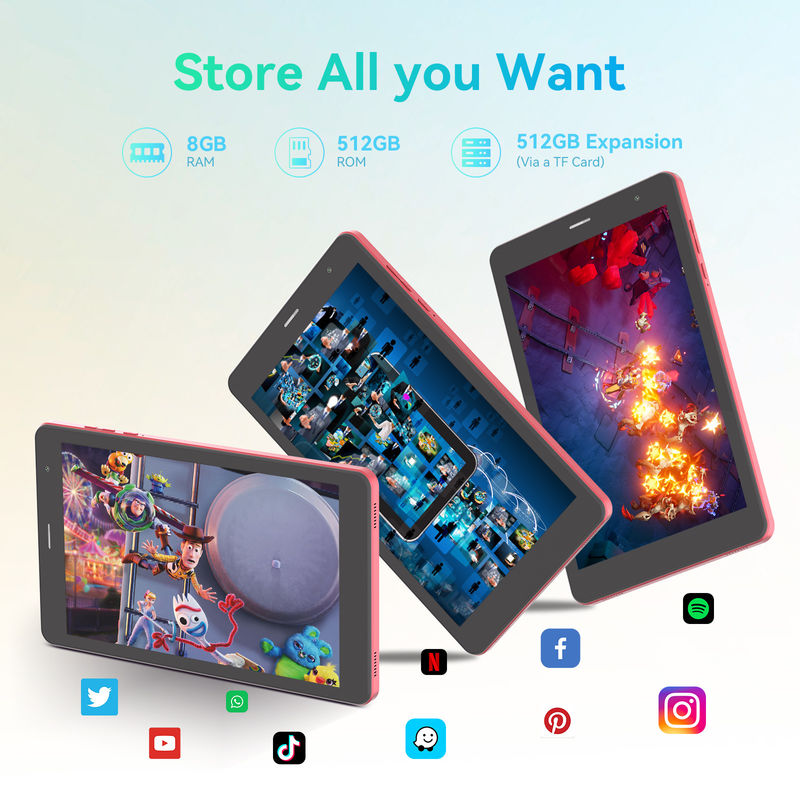C Idea 5g Android Tablet 8+512gb 8 Inch Tablet Cho Học sinh Với Sim Và Wifi Cm828 Đỏ