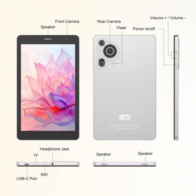 C ý tưởng 8 inch máy tính bảng màn hình cảm ứng máy ảnh kép máy tính bảng thông minh với cuộc gọi điện thoại CM828 bạc