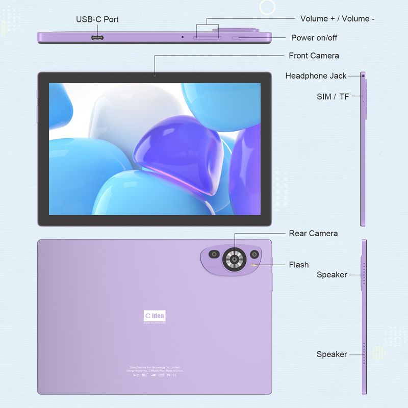 C Idea Android 14 Tab 512GB Tablet giáo dục cho sinh viên với bàn phím Cm8200plus màu tím