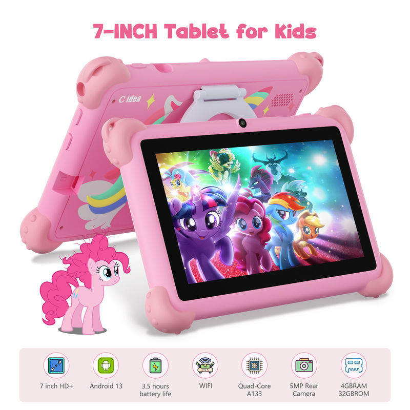 C Idea Android 13 Kids Tablet 4+32GB Tablet giáo dục Kidspad với APP thân thiện CM91 màu hồng