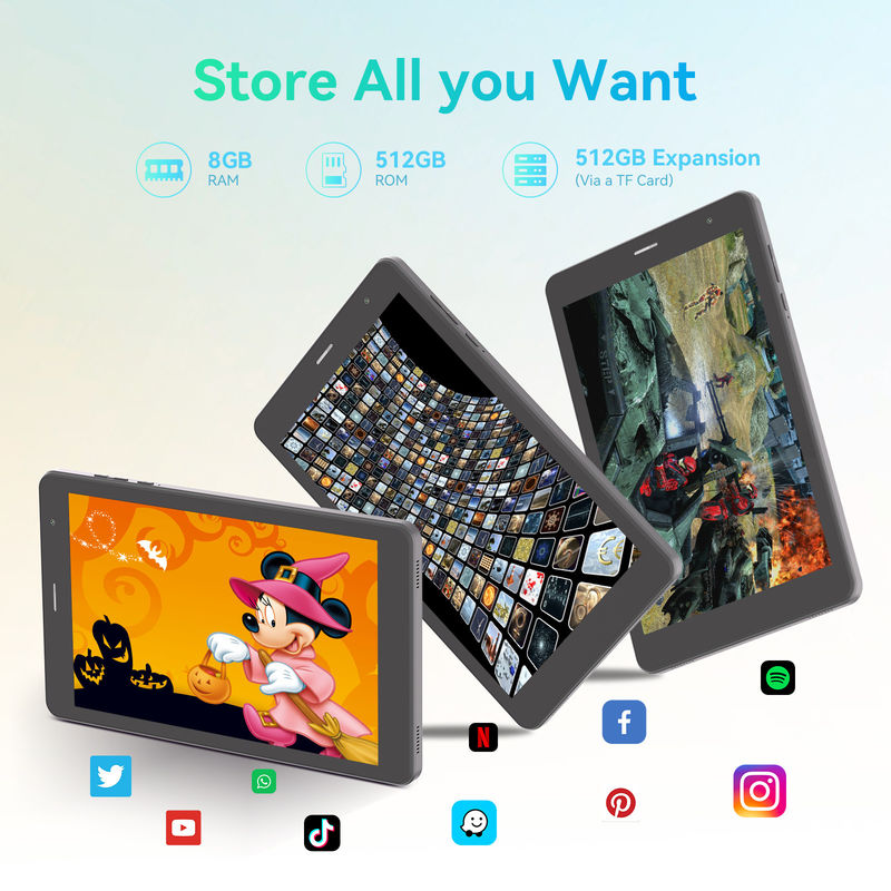 C Idea ODM 8 Inch 8+512gb 8000mah 5+8MP Camera kép Android Tablet PC Với Sim Đối với Sinh viên CM828 Đen