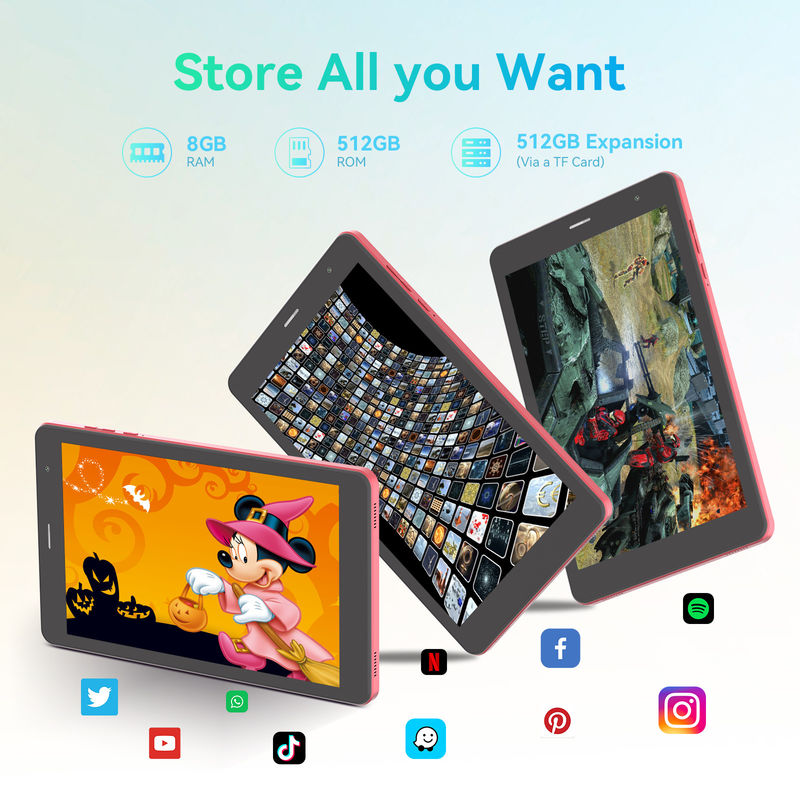 C Idea Factory 8 inch 800*1280hd IPS màn hình cảm ứng 8+512gb 8000mah Camera kép Android Tablet Pc Với Sim Đối với sinh viên CM828 Đỏ
