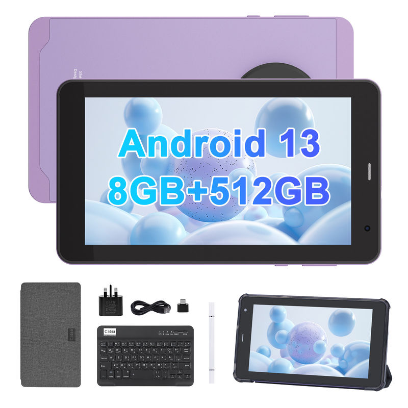 C Idea Android 13 Tablet giáo dục, 8 + 512GB, máy tính bảng 7-Inch di động với hỗ trợ Sim CM518pro Purple