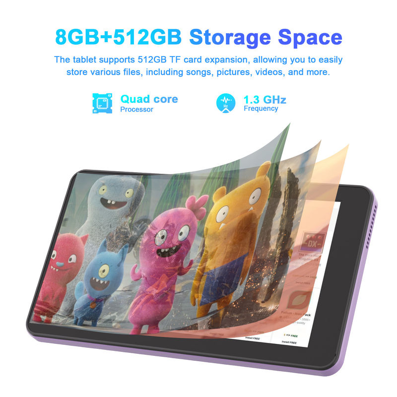 C Idea Android 13 Tablet giáo dục, 8 + 512GB, máy tính bảng 7-Inch di động với hỗ trợ Sim CM518pro Purple