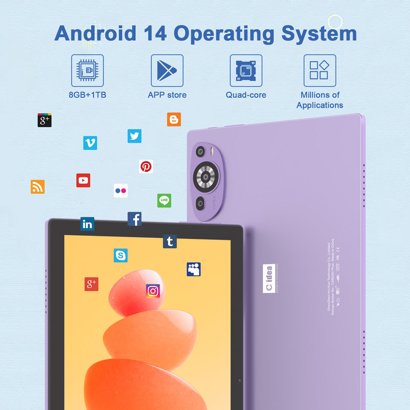 C Idea 10 inch Android 14 Tablet giáo dục 512GB cho sinh viên với hỗ trợ SIM CM8200Plus Purple