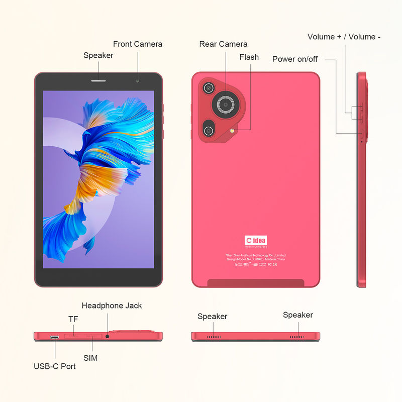 C Idea 5G Android Tablet 8 Inch Tablet Cho Học sinh Với Sim Và Wifi Cm828 Đỏ