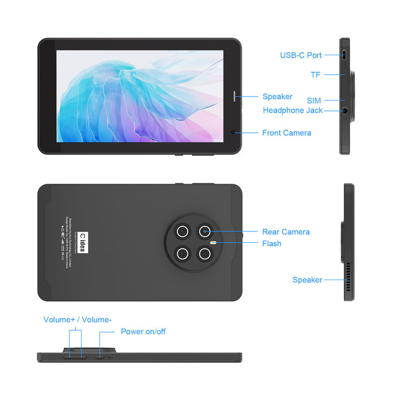 C Idea Android 13 Tablet 512GB Với SIM 7 Inch Tablet PC CM518 Pro Đen