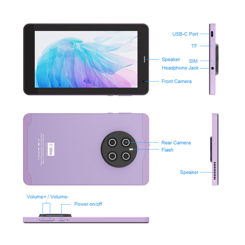 C Idea Android 13 Với 6000mAh 7 Inch Tablet Tablet PC giáo dục CM518 Pro Purple