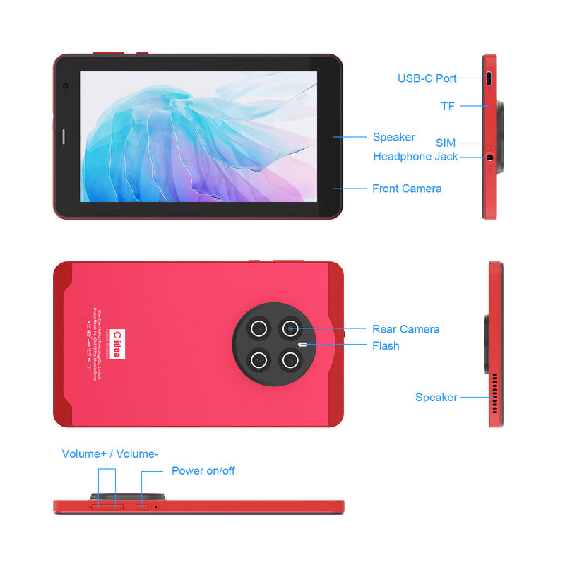 C Idea Android 13 Tablet Với SIM Wifi 7 Inch Touch Screen Tablet CM518 Pro Đỏ