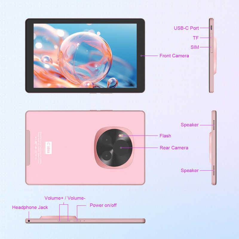 C ý tưởng Android Tablet 5G SIM hỗ trợ 9 Inch Tablet PC với Case và Pen CM935 màu hồng