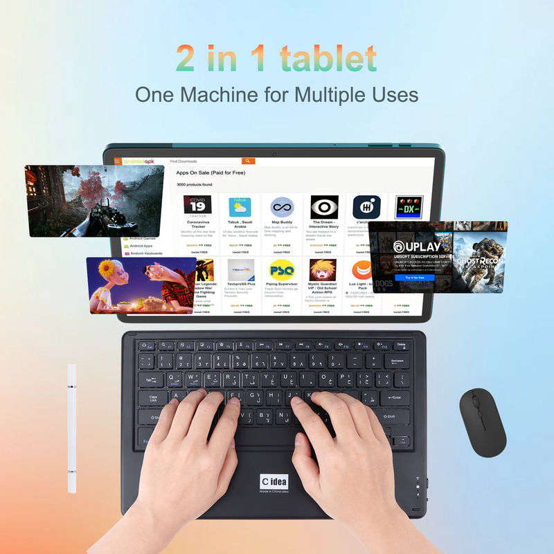 C Idea 14 Inch Tablet Cổ máy tính bảng thông minh với bàn phím CM14000 cộng với màu xanh