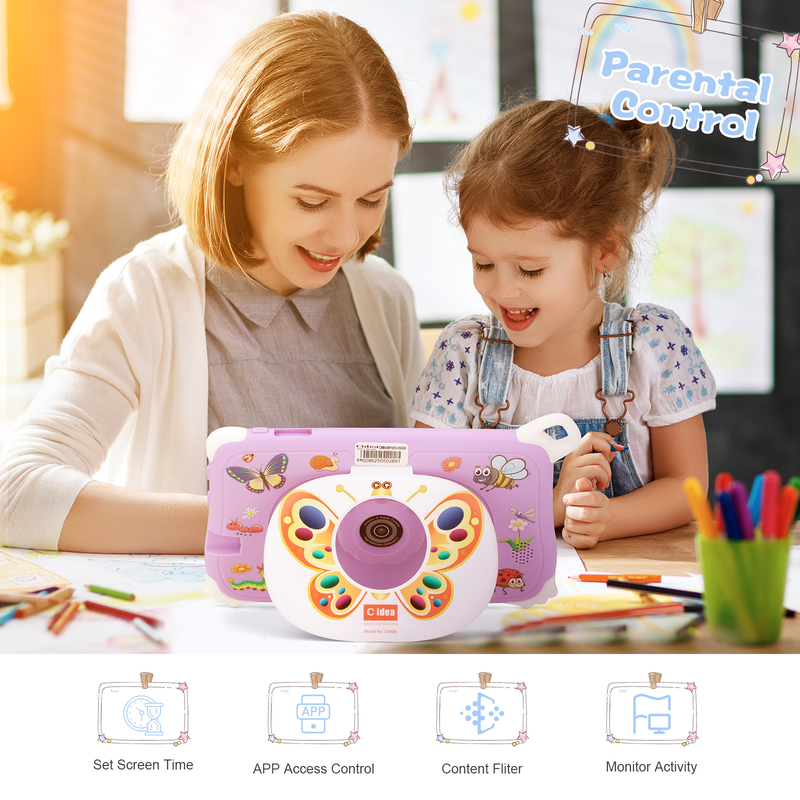 Máy tính bảng Android 15 C Idea cho trẻ em 8+256GB, Máy tính bảng giáo dục Kidspad với Ứng dụng thân thiện CM86 màu tím