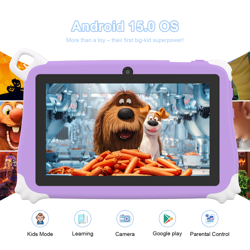 Máy tính bảng Android 15 C Idea cho trẻ em 8+256GB, Máy tính bảng giáo dục Kidspad với Ứng dụng thân thiện CM86 màu tím