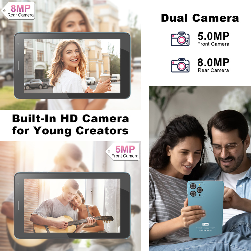 Máy tính bảng C idea 7 inch Wifi kèm ốp, bộ nhớ 8+256GB, bộ xử lý lõi tứ, màn hình cảm ứng IPS 600x102e4 CM517 màu xanh lam