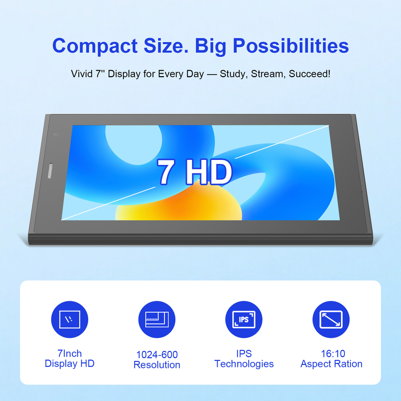 C ý tưởng máy tính bảng Wifi 7 inch với vỏ 8+256GB lưu trữ Quad Core Processor 600x1024 IPS màn hình cảm ứng CM524 màu đen