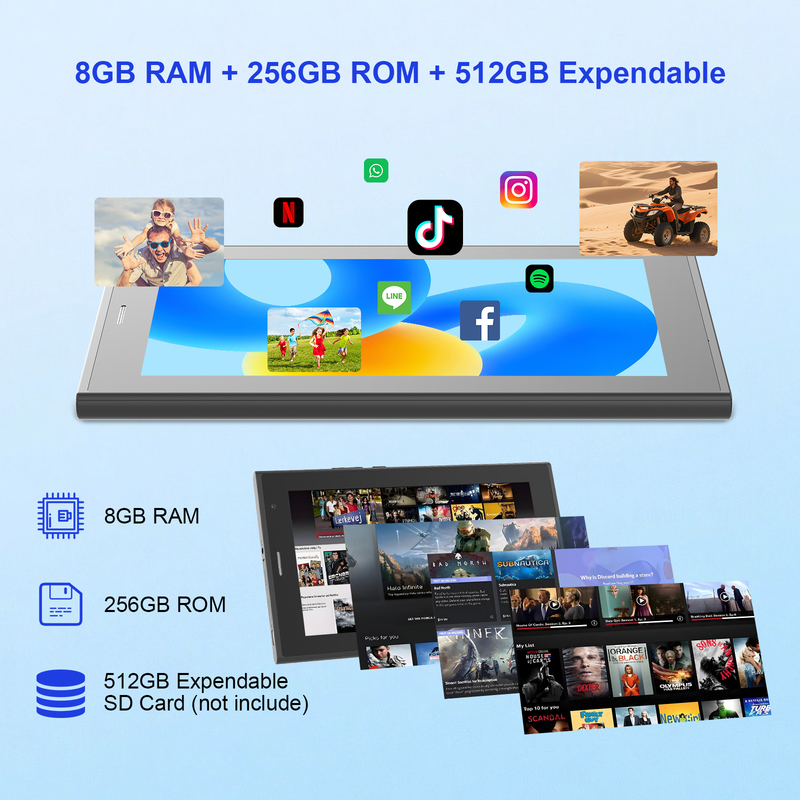 C ý tưởng máy tính bảng Wifi 7 inch với vỏ 8+256GB lưu trữ Quad Core Processor 600x1024 IPS màn hình cảm ứng CM524 màu đen