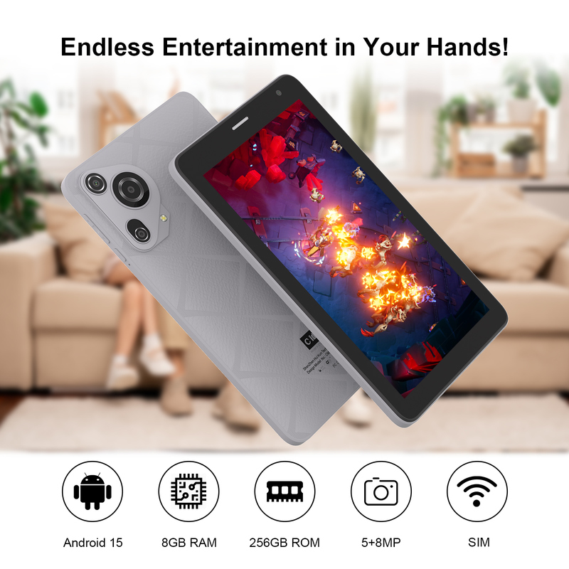 Máy tính bảng C idea 7 inch Wifi kèm ốp, bộ nhớ 8+256GB, bộ xử lý Quad Core, màn hình IPS cảm ứng 600x1024 CM528 Xám