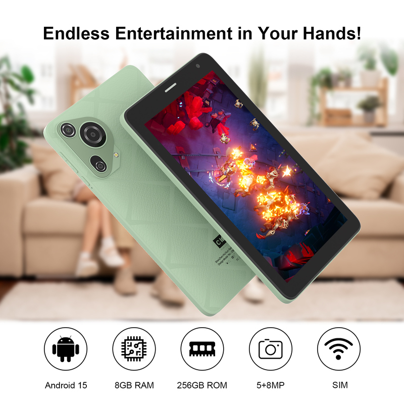 C ý tưởng Máy tính bảng Wifi 7 inch với vỏ 8+256GB Bộ nhớ Quad Core Processor 600x1024 IPS màn hình cảm ứng CM528 Xanh