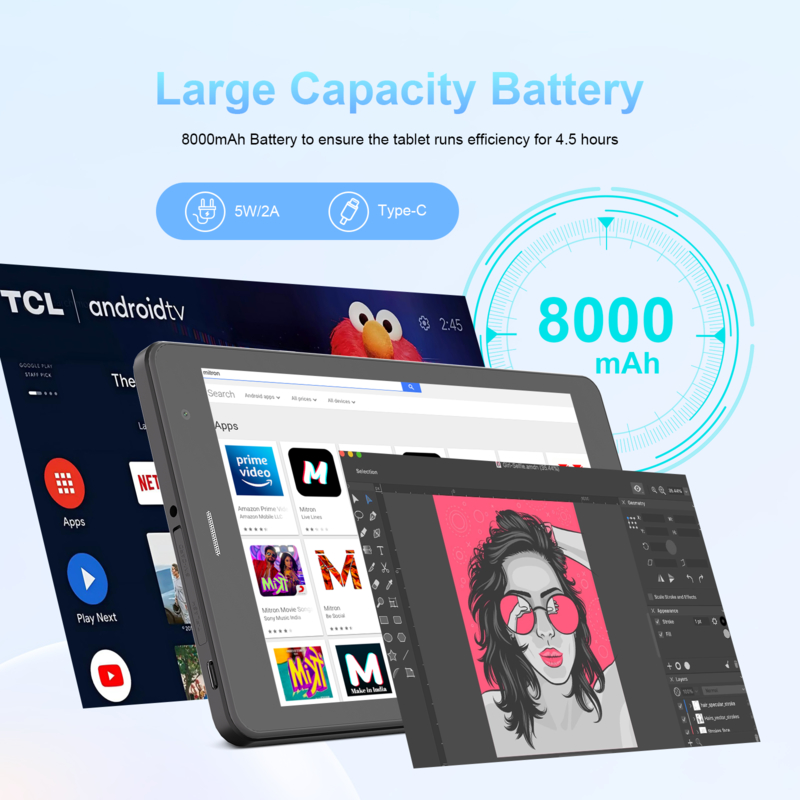 C ý tưởng 8 inch Wifi Tablet với 8 + 512GB Storage Quad Core Processor 800x1280 IPS màn hình cảm ứng CM817 Pro