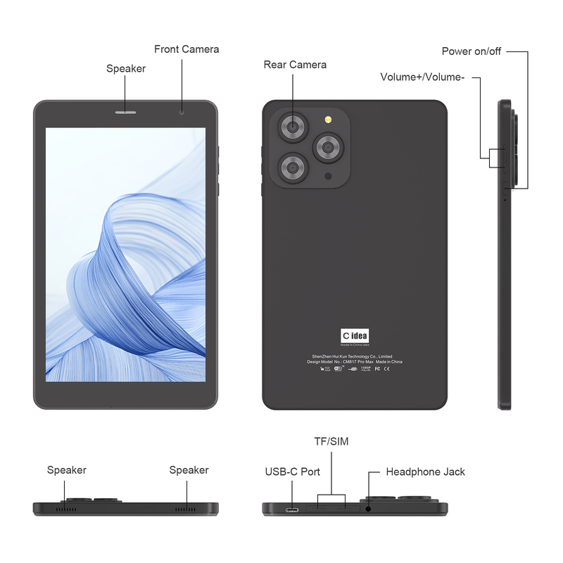 C ý tưởng 8 inch Wifi Tablet với 8 + 512GB Storage Quad Core Processor 800x1280 IPS màn hình cảm ứng CM817 Pro