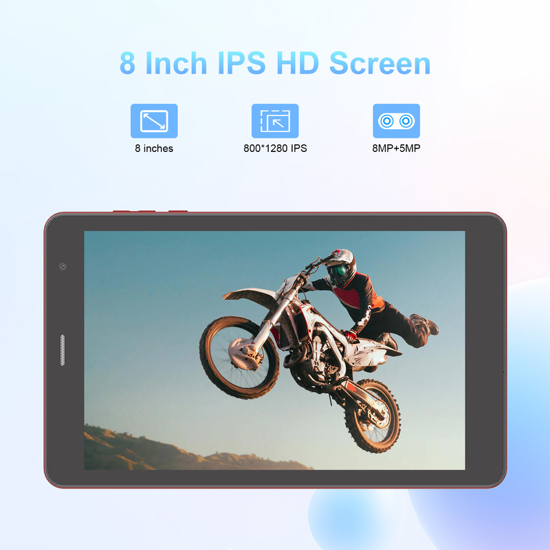 Máy tính bảng Wifi C idea 8 inch với bộ nhớ 8+512GB, bộ xử lý Quad Core, màn hình cảm ứng IPS 800x1280 màu đỏ CM817 Pro