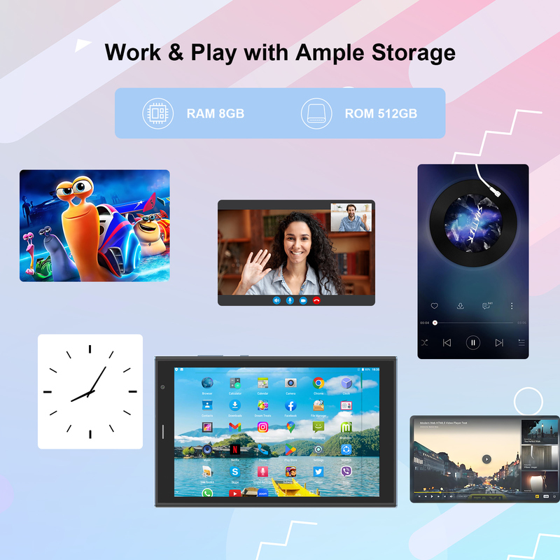 Máy tính bảng Wifi C idea 8 inch với bộ nhớ 8+512GB, bộ xử lý Quad Core, màn hình cảm ứng IPS 800x1280 màu xanh CM824