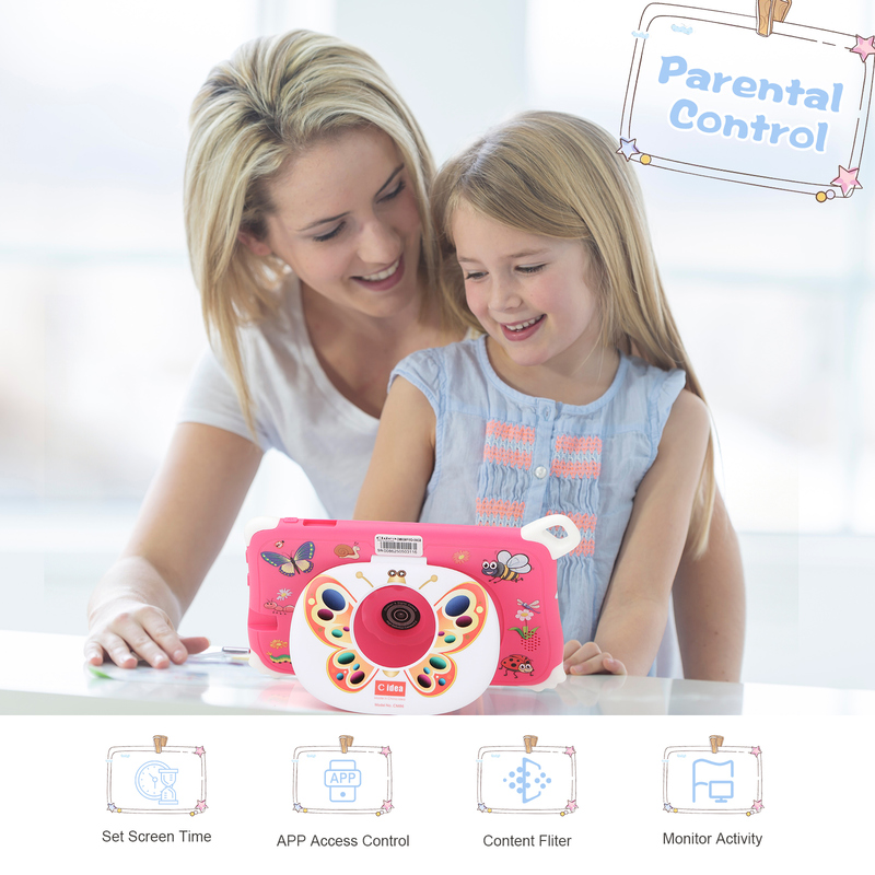 Máy tính bảng C Idea Android 15 cho trẻ em 8+256GB, Máy tính bảng giáo dục Kidspad với Ứng dụng thân thiện CM86 màu hồng