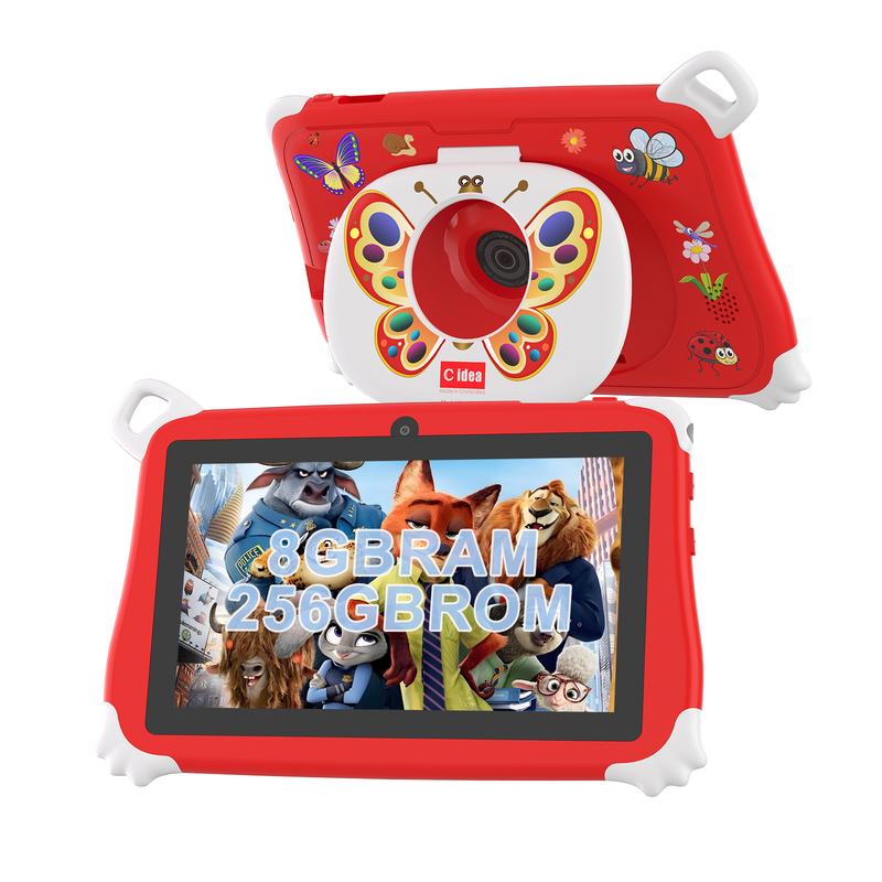 Máy tính bảng C Idea Android 15 cho trẻ em 8+256GB, Máy tính bảng giáo dục Kidspad với Ứng dụng thân thiện CM86 màu đỏ