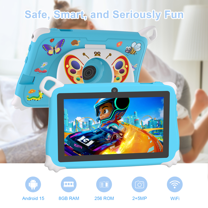 Máy tính bảng C Idea Android 15 cho trẻ em 8+256GB, Máy tính bảng giáo dục Kidspad với Ứng dụng thân thiện CM86 màu xanh lam