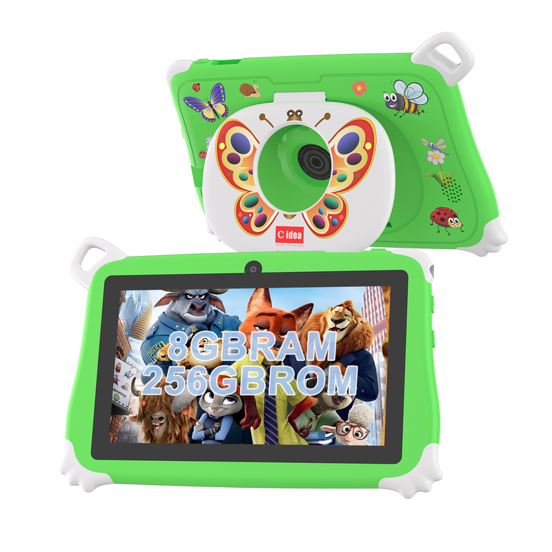 Máy tính bảng Android 15 C Idea cho trẻ em 8+256GB, Máy tính bảng giáo dục Kidspad với Ứng dụng thân thiện CM86 màu xanh lá