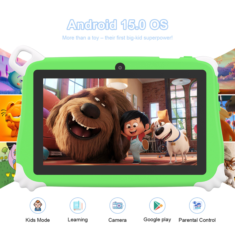 Máy tính bảng Android 15 C Idea cho trẻ em 8+256GB, Máy tính bảng giáo dục Kidspad với Ứng dụng thân thiện CM86 màu xanh lá