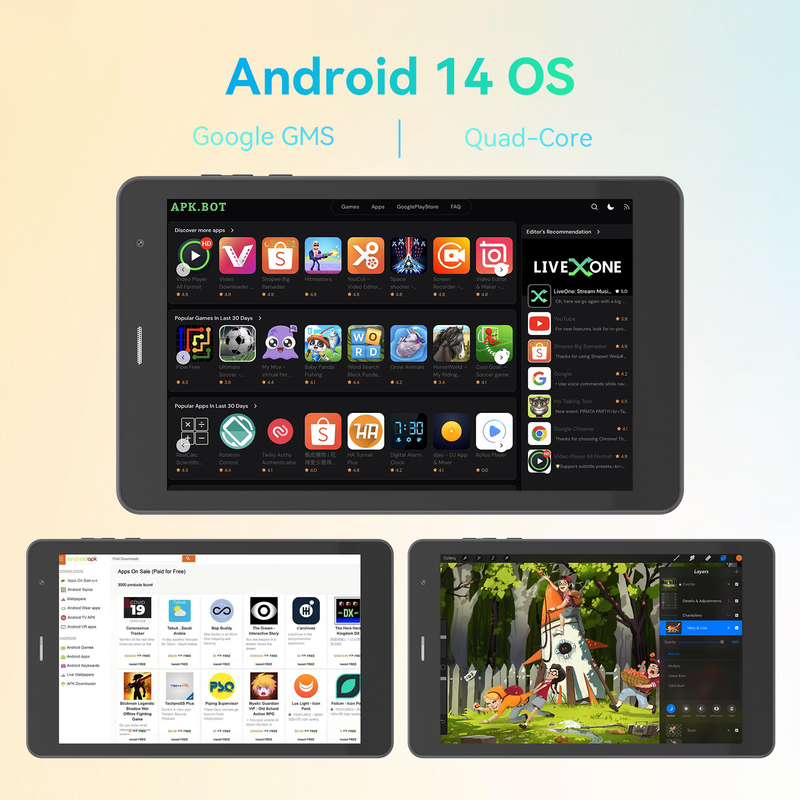 Máy tính bảng C idea Youth 8 inch Android 15 với Màn hình Ánh sáng Đen, WiFi, 8GB + 512GB, 800*1280 IPS incell CM828