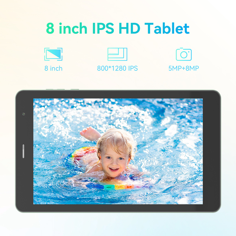 Máy tính bảng C idea Youth màu xanh lá 8 inch Android 15 với khe cắm thẻ tf, WiFi, 8GB + 512GB, 800*1280 IPS incell CM828