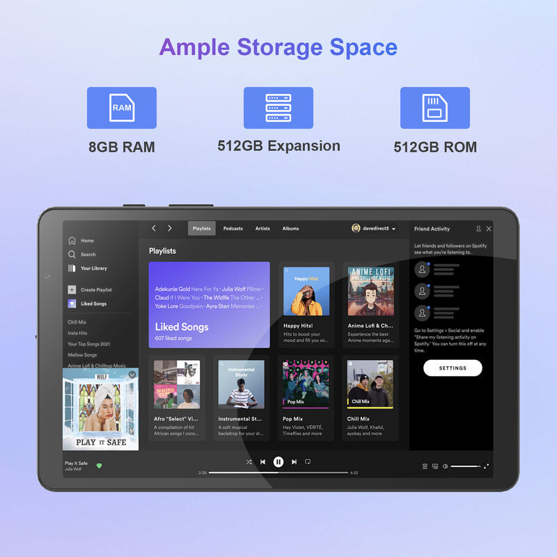 C ý tưởng 8 Inch Smart Tablet PC Với bàn phím 8GB RAM + 512 ROM 800 * 1340 IPS Incell màn hình cảm ứng màn hình hiển thị CM866 ĐEN