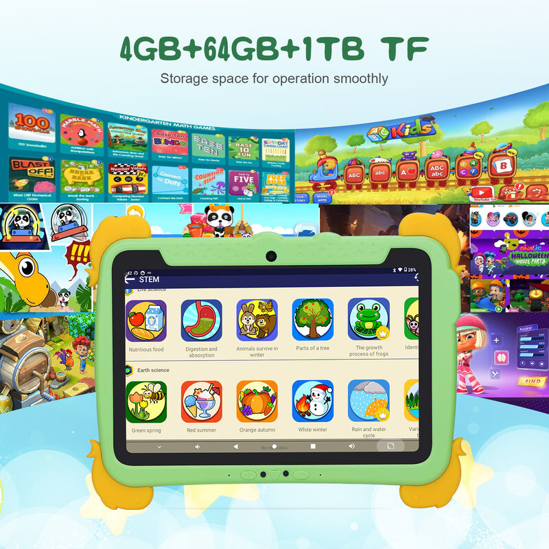 C ý tưởng Kids Tab 10.1inch Android 13 Tablet cho trẻ em 4GB RAM 64GB ROM Bảo vệ mắt màn hình cảm ứng cho trẻ em 3-8 tuổi