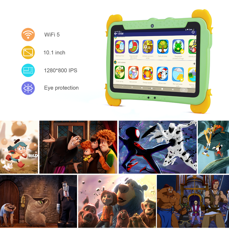 C ý tưởng Kids Tab 10.1inch Android 13 Tablet cho trẻ em 4GB RAM 64GB ROM Bảo vệ mắt màn hình cảm ứng cho trẻ em 3-8 tuổi