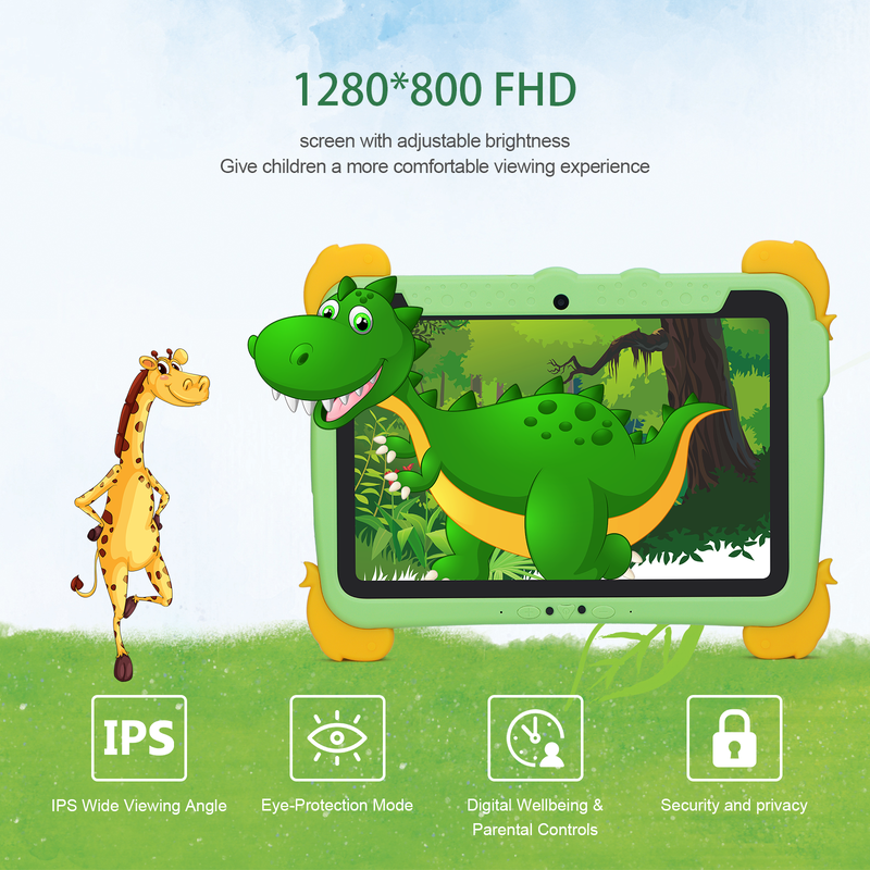 C ý tưởng Kids Tab 10.1inch Android 13 Tablet cho trẻ em 4GB RAM 64GB ROM Bảo vệ mắt màn hình cảm ứng cho trẻ em 3-8 tuổi