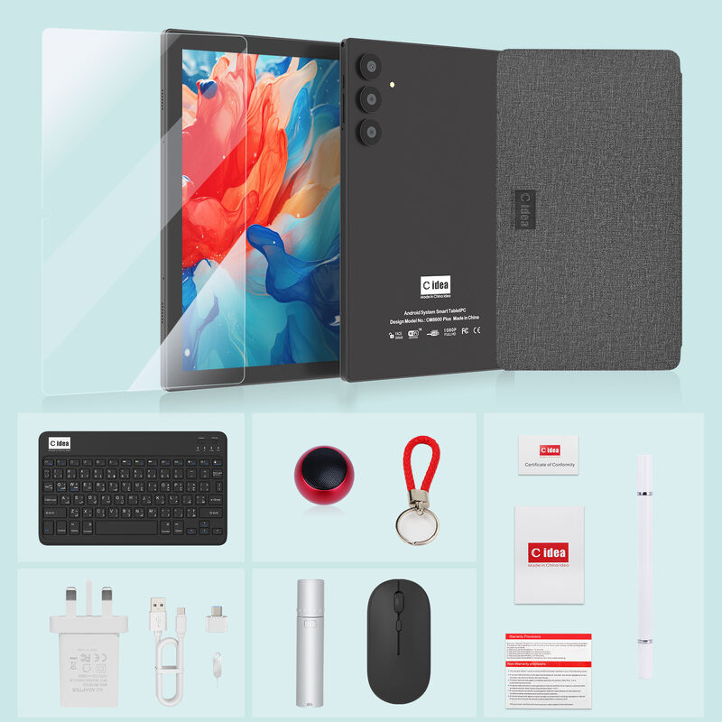 Máy tính bảng C Idea 10.1 Inch Camera kép Wi-Fi HD Màn hình điện dung Độ phân giải 8GB RAM 1TB ROM Sử dụng giải trí và kinh doanh (Màu đen)