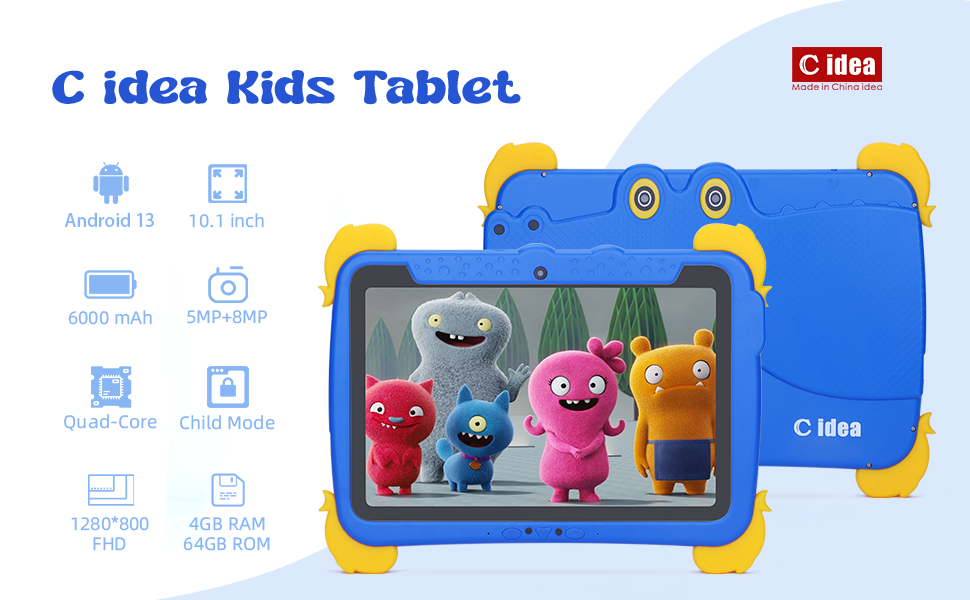 C ý tưởng 10,1 inch Kids Tablet PC With Case Eye Protection ips HD Screen Pre-Install IWAWA P1150