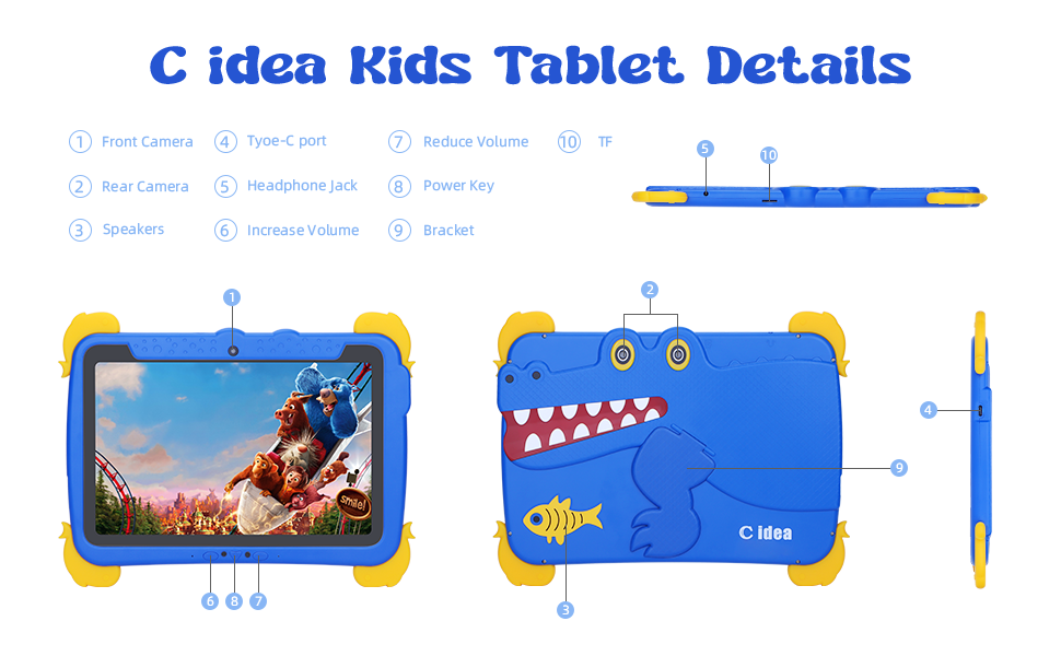 C ý tưởng 10,1 inch Kids Tablet PC With Case Eye Protection ips HD Screen Pre-Install IWAWA P1150